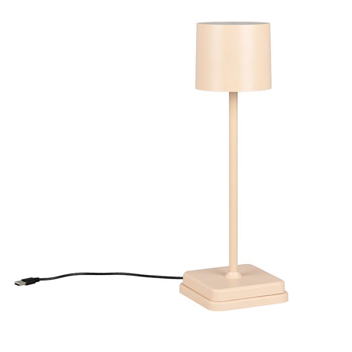 Lampe de table d'extérieur rechargeable moderne marronne, Lakisha, 1,5W, white switch LED, IP54, avec variateur tactile