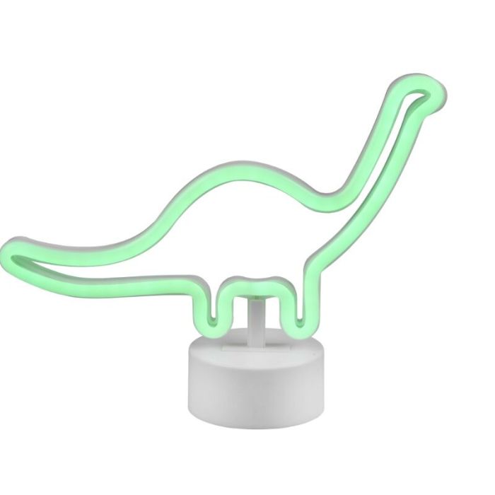 Lampe de table pour enfants en plastique blanche, Dino, 2W, 3000K LED, avec interrupteur