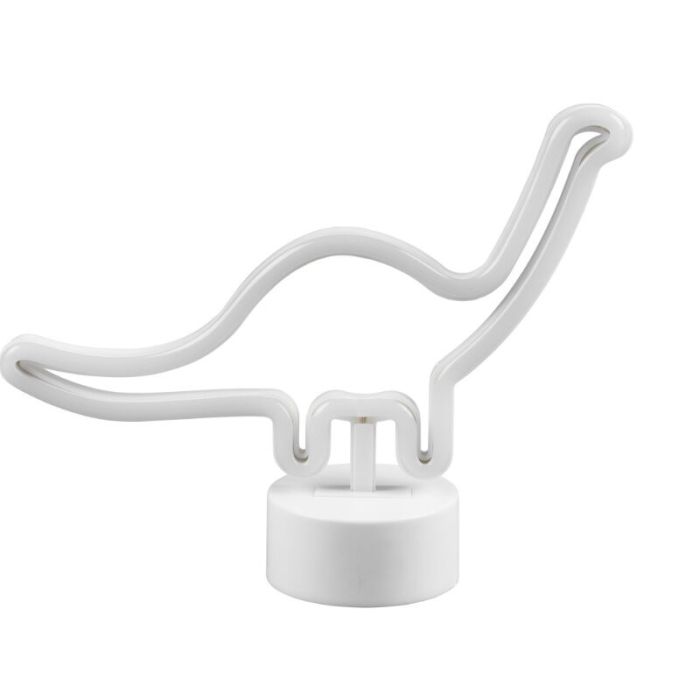 Lampe de table pour enfants en plastique blanche, Dino, 2W, 3000K LED, avec interrupteur