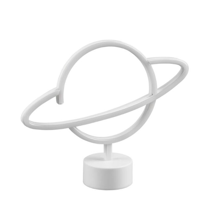 Lampe de table pour enfants en plastique blanche, Planet, 2W, 3000K LED, avec interrupteur