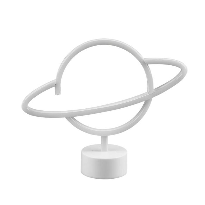 Lampe de table pour enfants en plastique blanche, Planet, 2W, 3000K LED, avec interrupteur