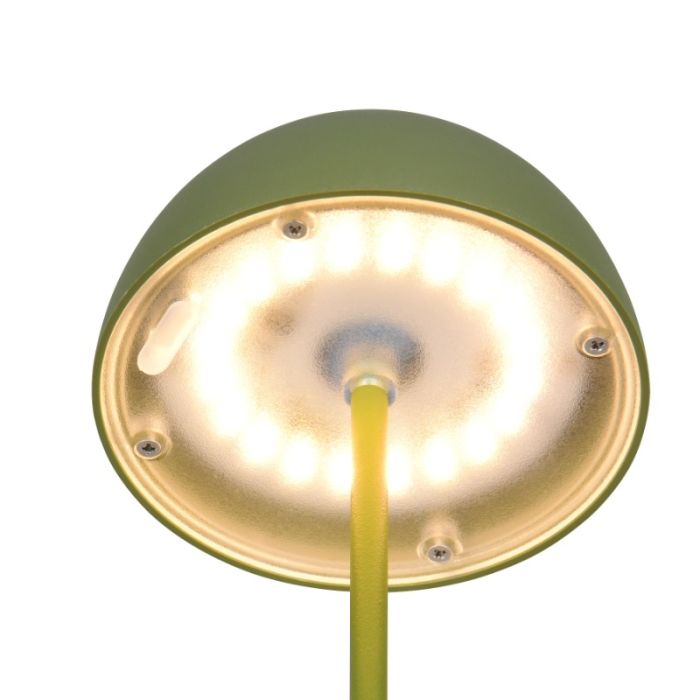 Lampe de table rechargeable en plastique verte, Mikhail, 2W, 3000K LED, IP44, avec variateur tactile