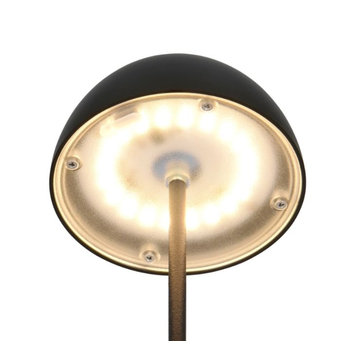 Lampe de table rechargeable en plastique noire, Mikhail, 2W, 3000K LED, IP44, avec variateur tactile