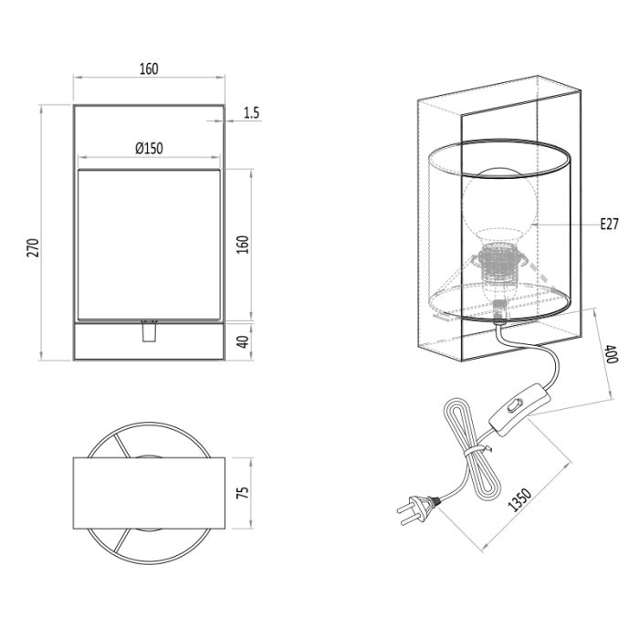 Lampe de table moderne nickel, Radhika, avec interrupteur