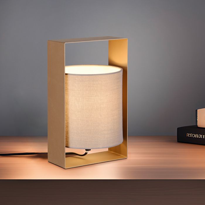 Lampe de table moderne marronne, Radhika, avec interrupteur