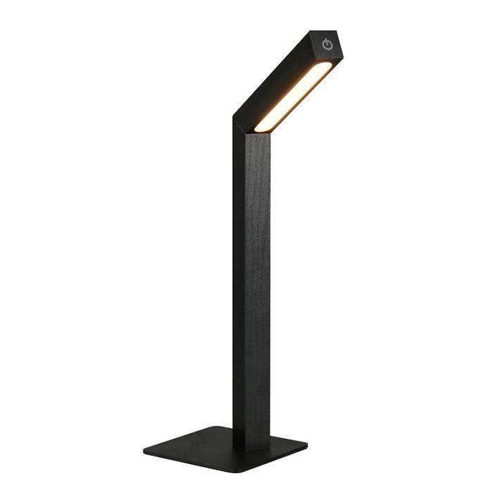 Lampe de table rechargeable moderne noire, Reijer, 2W, 3000K LED, avec variateur tactile