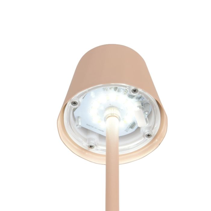 Lampe de table rechargeable en métal marronne, Priya, 1,6W, blanc chaud à froid réglable LED, gradable en 3 étapes
