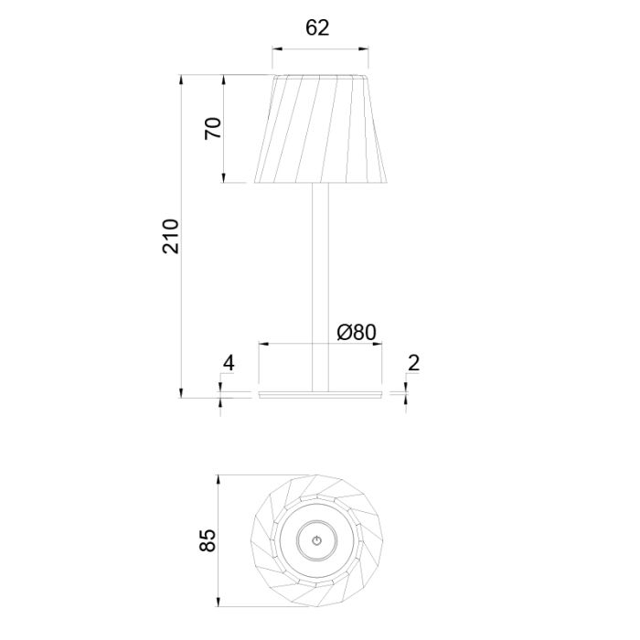 Lampe de table rechargeable en métal marronne, Priya, 1,6W, blanc chaud à froid réglable LED, gradable en 3 étapes