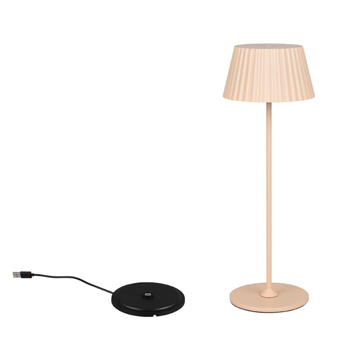 Lampe de table d'extérieur rechargeable moderne marronne, Reshma, 1,5W, 3000K LED, IP44, avec variateur tactile