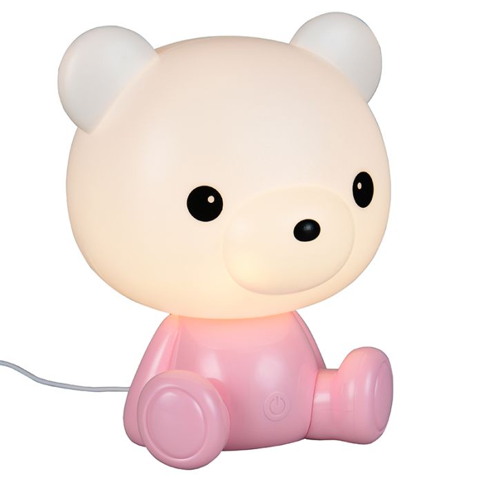 Lampe de table pour enfants en plastique rose, Lumibear, 0,3W, RGB LED, avec interrupteur