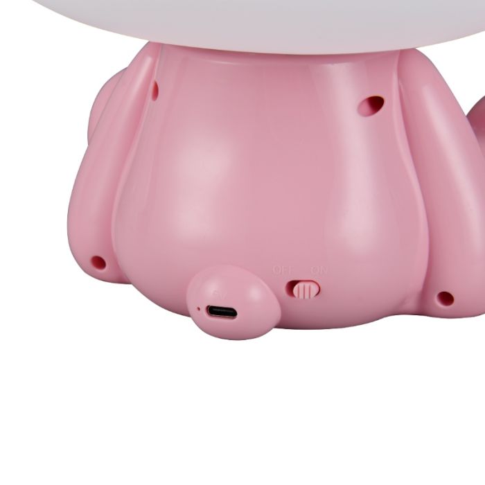 Lampe de table pour enfants en plastique rose, Lumibear, 0,3W, RGB LED, avec interrupteur