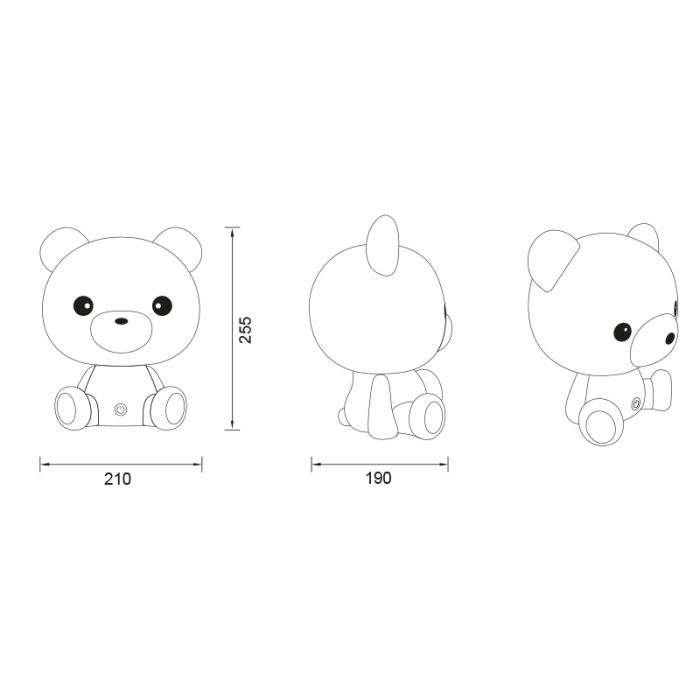 Lampe de table pour enfants en plastique rose, Lumibear, 0,3W, RGB LED, avec interrupteur