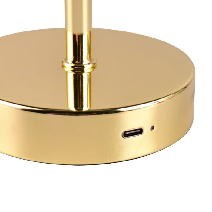 Lampe de table rechargeable moderne laiton, Dustin, 1W, 3000K LED, avec variateur tactile