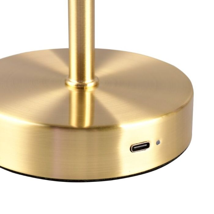 Lampe de table rechargeable moderne laiton, Dustin, 1W, 3000K LED, avec variateur tactile