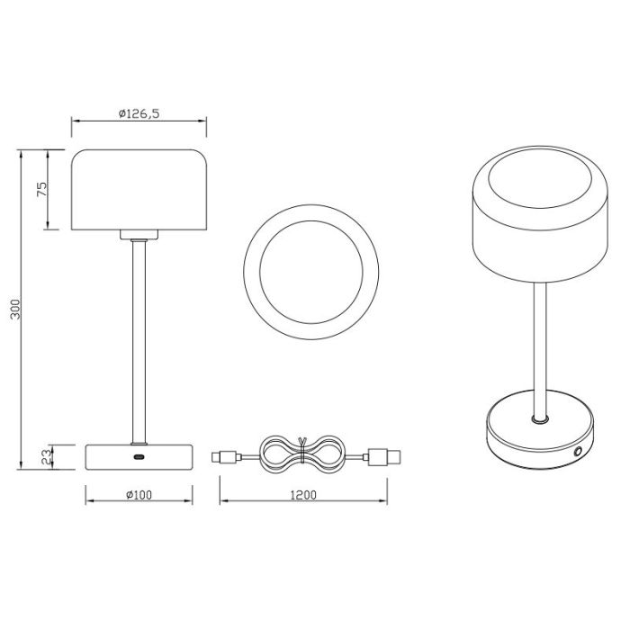Lampe de table rechargeable moderne laiton, Dustin, 1W, 3000K LED, avec variateur tactile