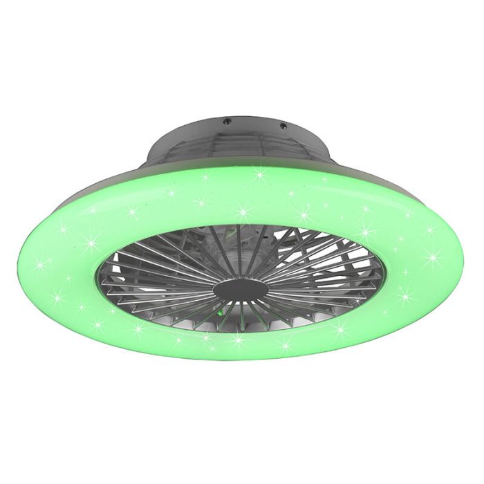 Ventilateur de plafond moderne gris, Damyan, 30W, RGBW LED, avec télécommande