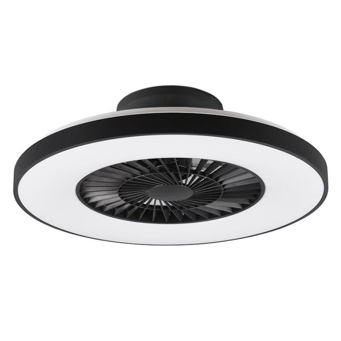 Ventilateur de plafond moderne noir, Maurits, 40W, blanc chaud à froid réglable LED, avec télécommande