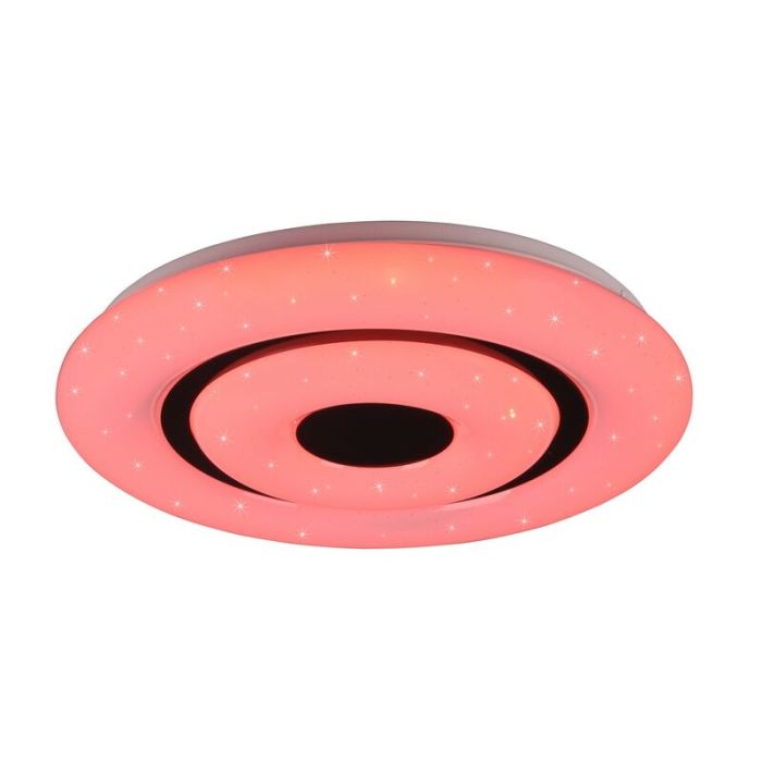 Plafonnier connecté moderne blanc, Rinske, 16W, blanc chaud à froid réglable LED, avec télécommande