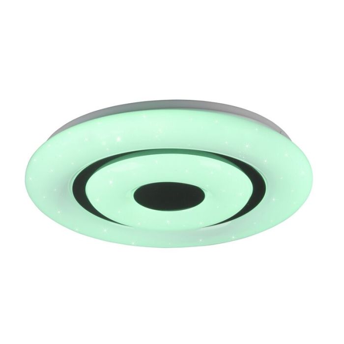 Plafonnier connecté moderne blanc, Rinske, 16W, blanc chaud à froid réglable LED, avec télécommande