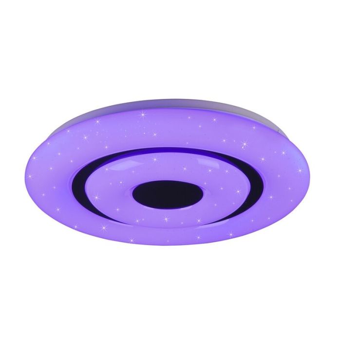 Plafonnier connecté moderne blanc, Rinske, 16W, blanc chaud à froid réglable LED, avec télécommande