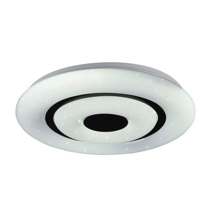 Plafonnier connecté moderne blanc, Rinske, 16W, blanc chaud à froid réglable LED, avec télécommande