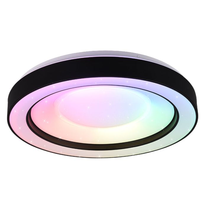 Lampe plafond moderne noire, Navin, 22W, RGBW LED, avec télécommande