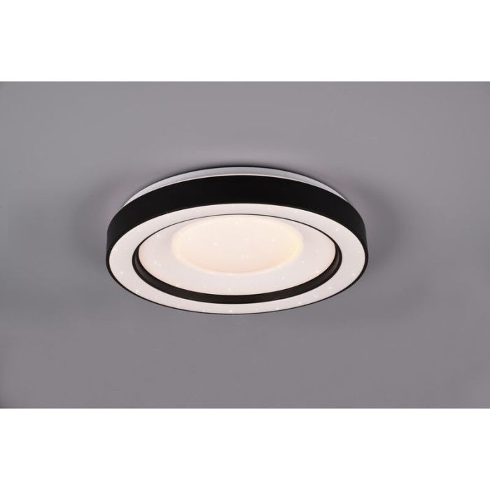 Lampe plafond moderne noire, Navin, 22W, RGBW LED, avec télécommande