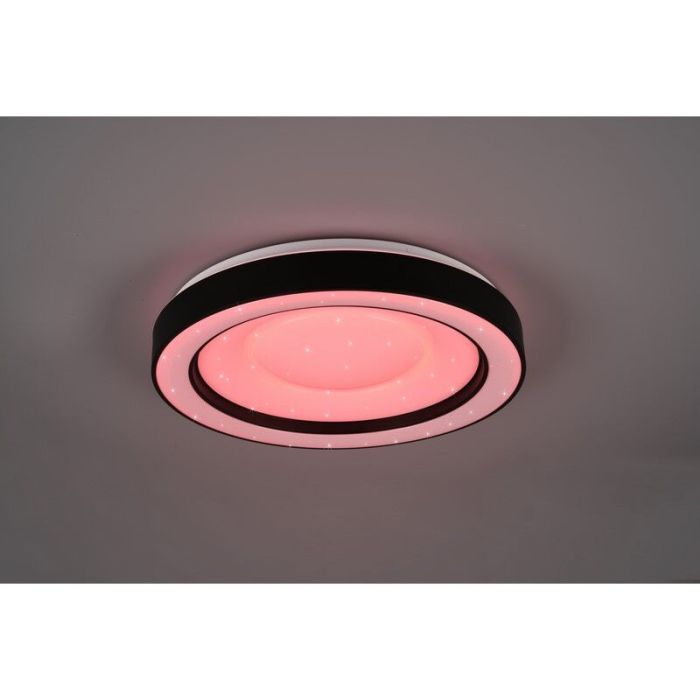 Lampe plafond moderne noire, Navin, 22W, RGBW LED, avec télécommande