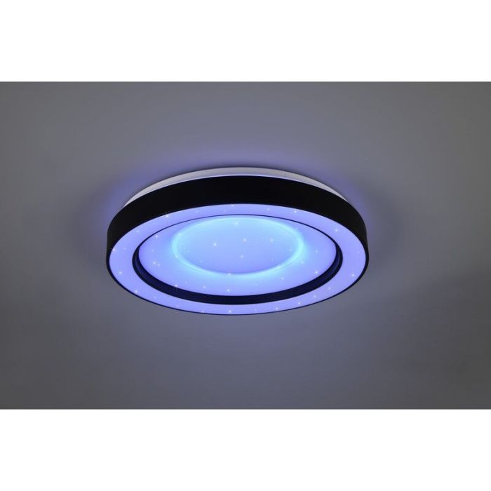 Lampe plafond moderne noire, Navin, 22W, RGBW LED, avec télécommande