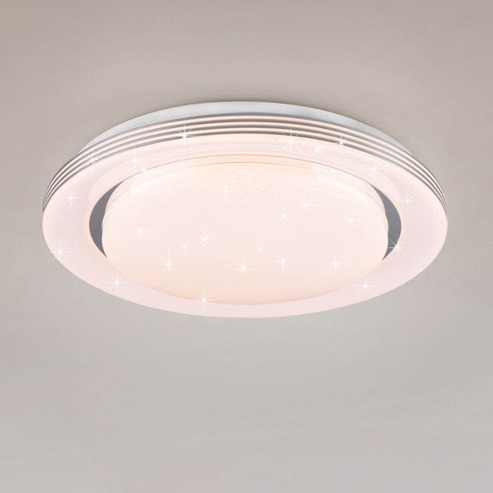 Lampe plafond moderne blanche, Alpha, 18W, blanc chaud à froid réglable LED, avec télécommande