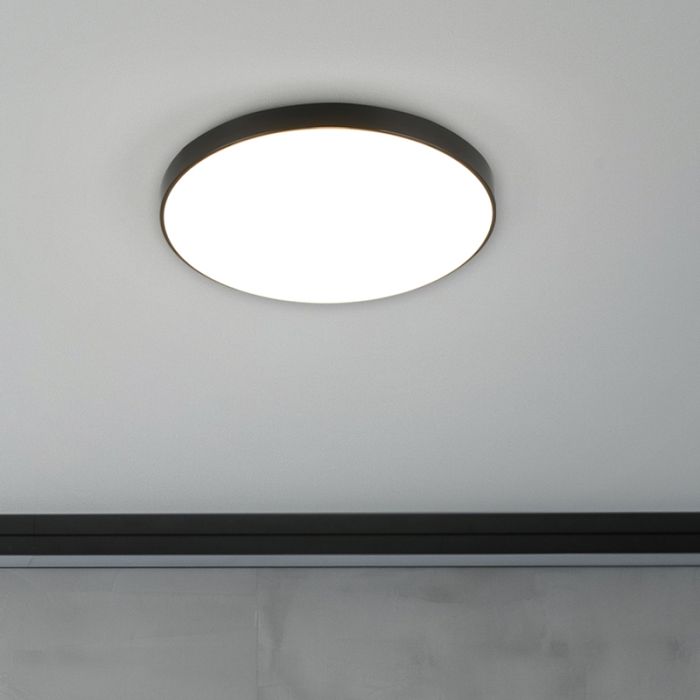 Lampe plafond en plastique noire, Sharde, 18W, 4000K LED, IP44