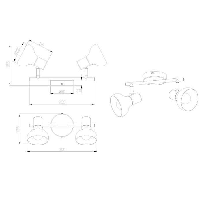 Spot plafond moderne blanc, Toos