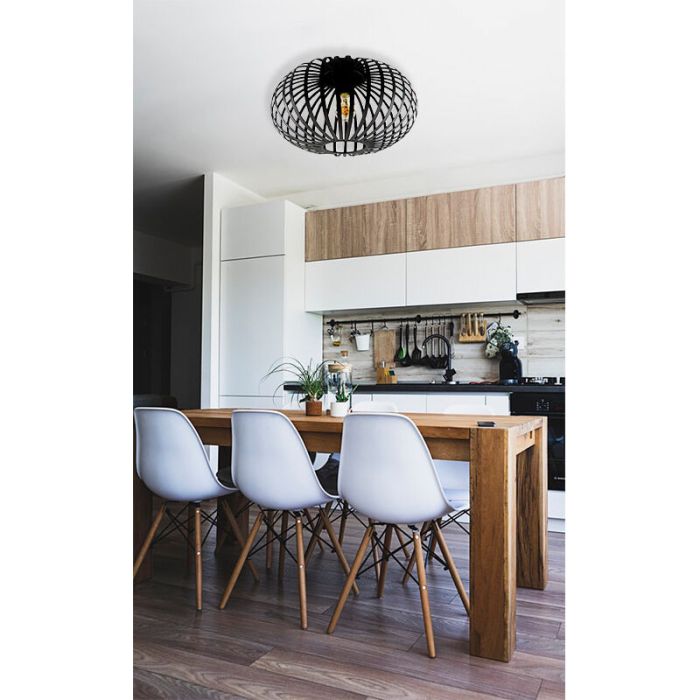 Lampe plafond noire industrielle, Lieve
