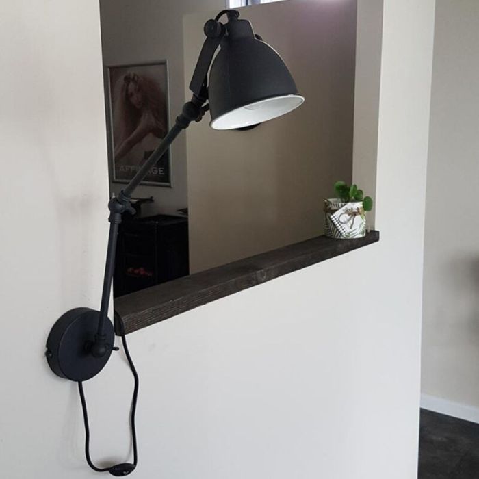 Applique murale noire industrielle, Ferdy
