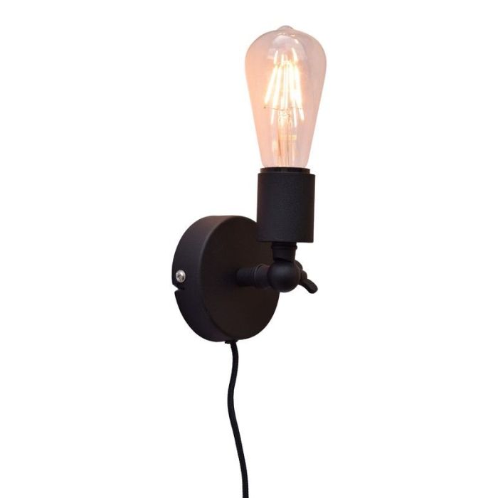 Applique murale noire industrielle, Bolb, avec interrupteur