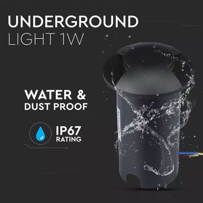 Spot encastré extérieur noir moderne, Marcus, 1W, 6500K LED, IP67