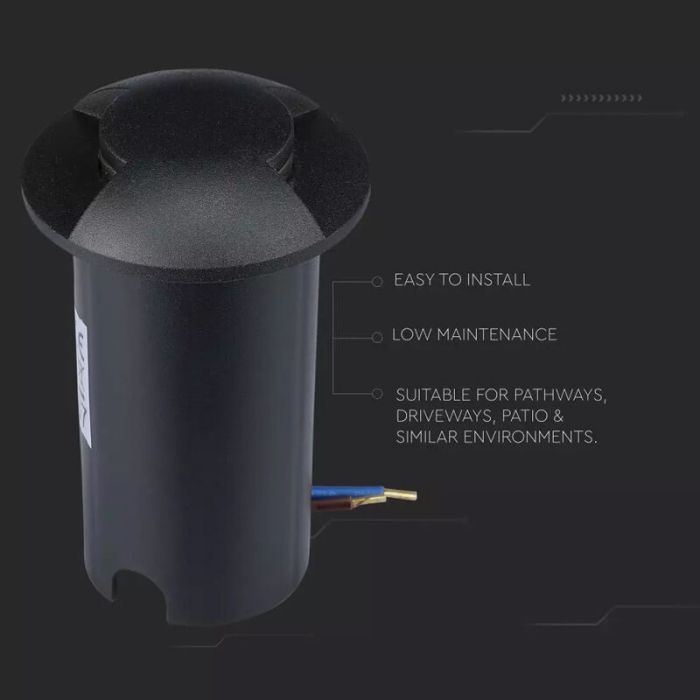 Spot encastré extérieur noir moderne, Marcus, 1W, 6500K LED, IP67