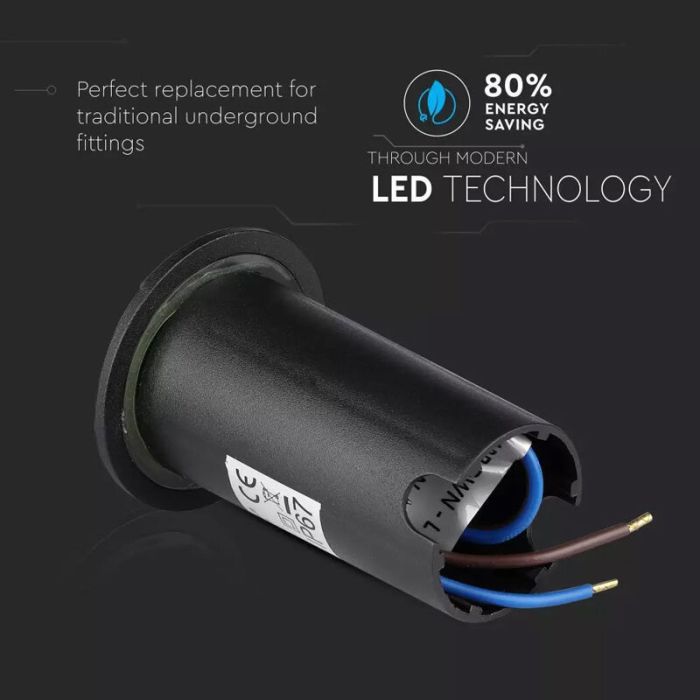 Spot encastré extérieur noir moderne, Marcus, 1W, 3000K LED, IP67