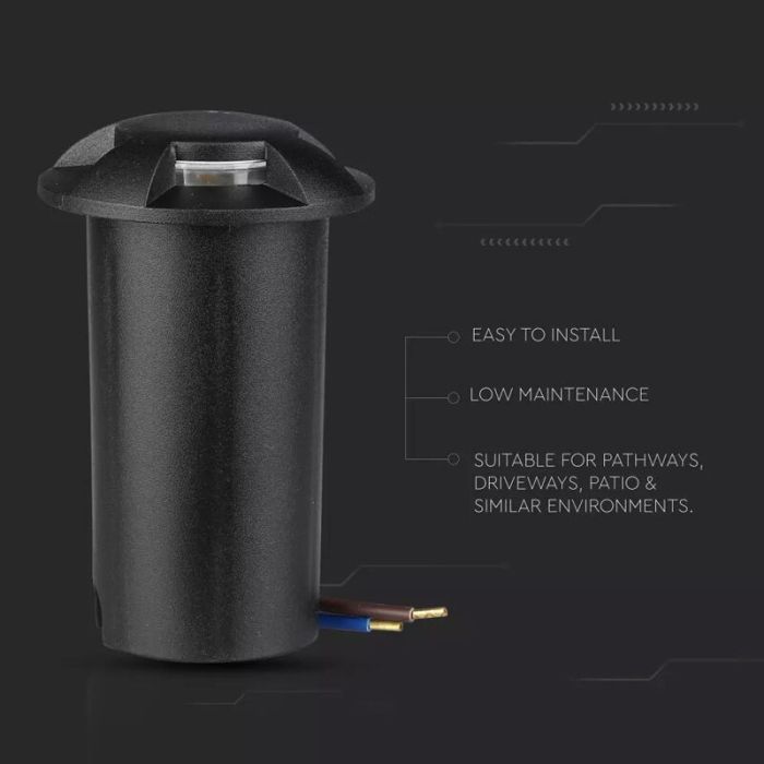 Spot encastré extérieur noir moderne, Marcus, 1W, 3000K LED, IP67