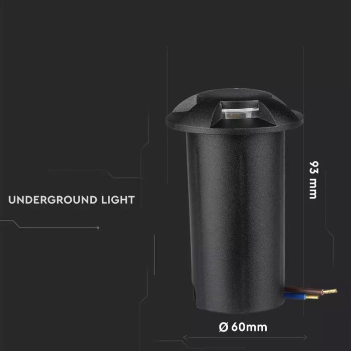 Spot encastré extérieur noir moderne, Marcus, 1W, 3000K LED, IP67
