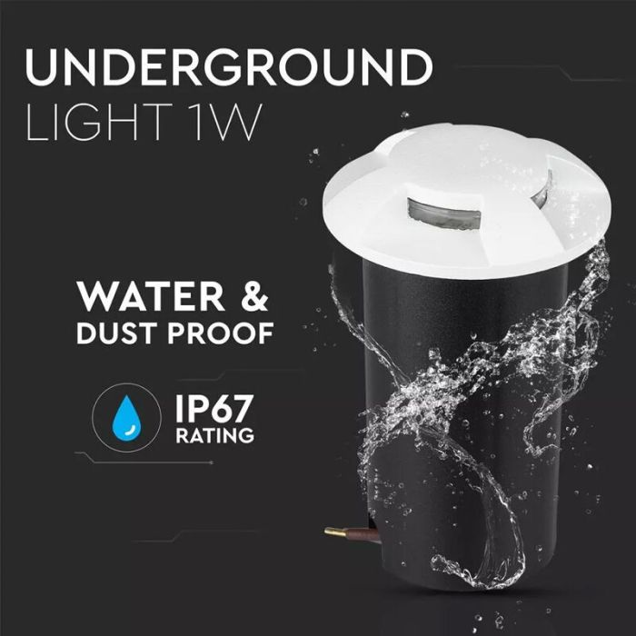 Spot encastré extérieur blanc moderne, Marcus, 1W, 6500K LED, IP67