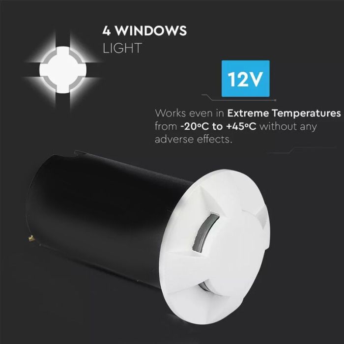 Spot encastré extérieur blanc moderne, Marcus, 1W, 6500K LED, IP67