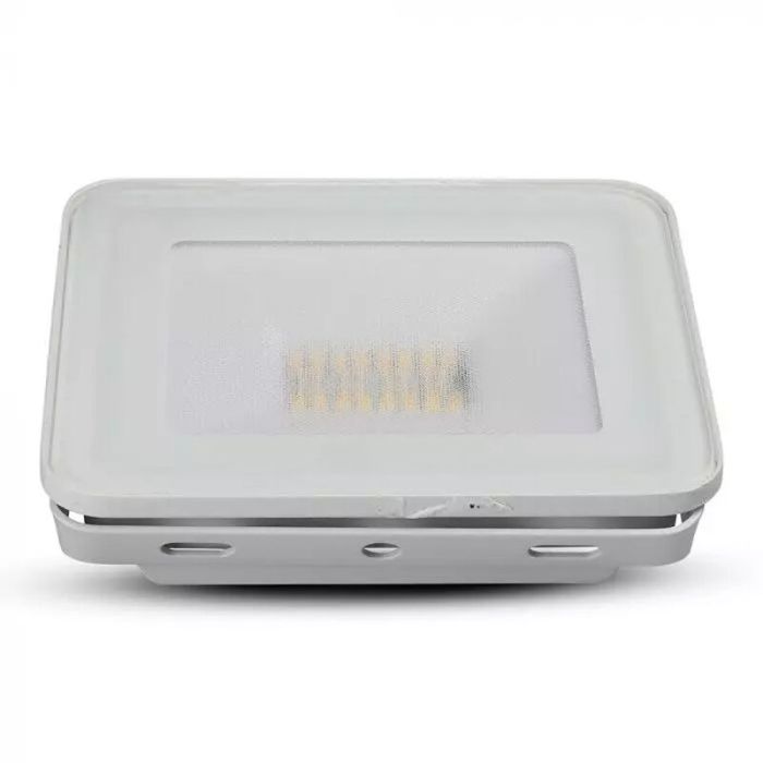 Projecteur connecté moderne blanc, Leander, 20W, couleur réglable LED, IP65