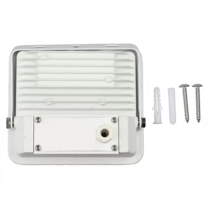 Projecteur connecté moderne blanc, Leander, 20W, couleur réglable LED, IP65