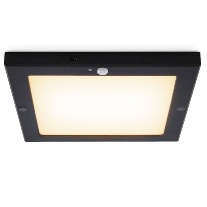 Plafonnier avec capteur noir en plastique, Luan, 18W, 3000K LED