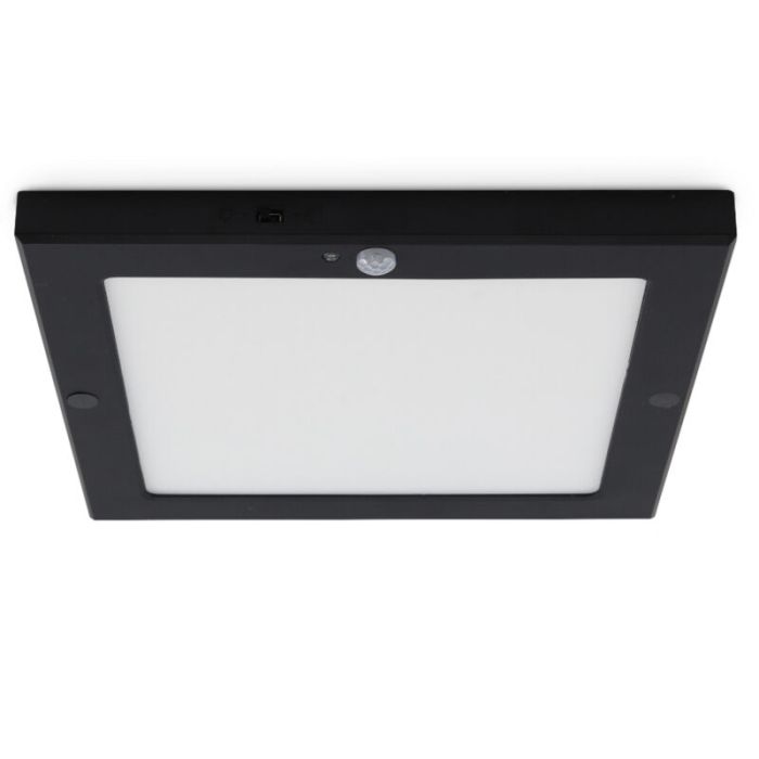 Plafonnier avec capteur noir en plastique, Luan, 18W, 3000K LED