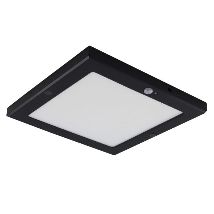 Plafonnier avec capteur noir en plastique, Luan, 18W, 3000K LED