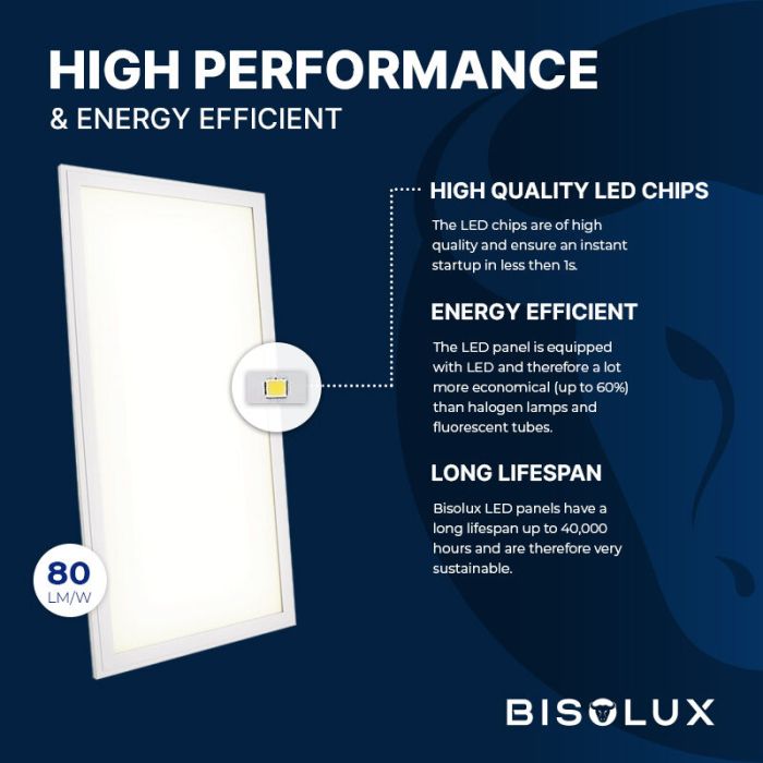 Panneau LED 30x60 cm - Bisolux Master - 24W - 3000K
