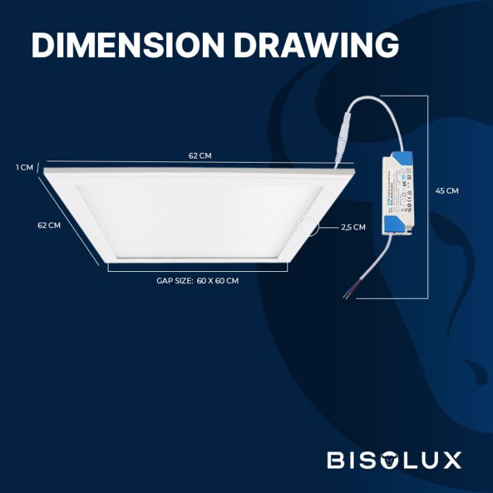 Panneau LED 62x62 cm - Bisolux Master - 38W - 4000K