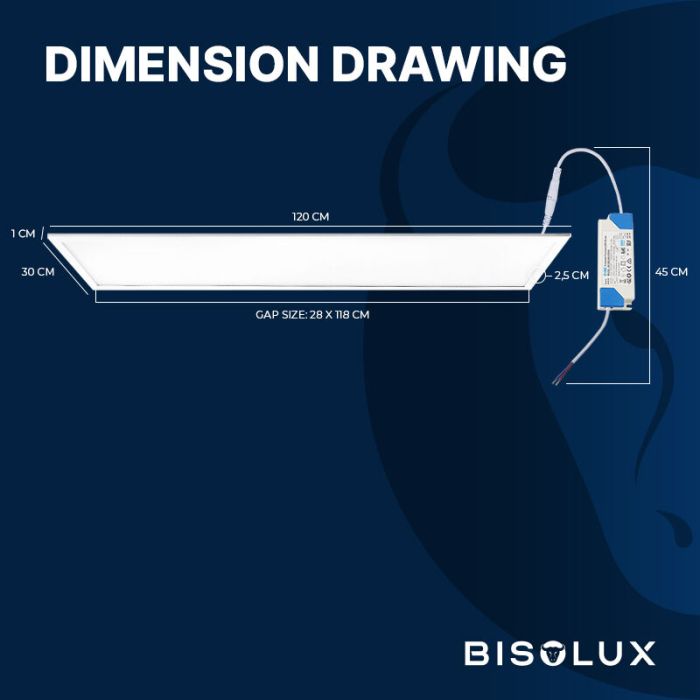 Panneau LED 30x120 cm - Bisolux Master - 38W - 4000K